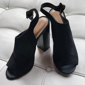 Aldo, Black Suede Peep Toe, Size 8.5